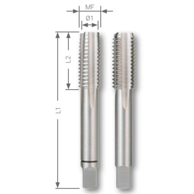 Метчики ручные 2шт., MF52 x1,5 мм
