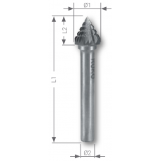 Борфреза твёрдосплавная форма J конус KSJ 3,0 мм