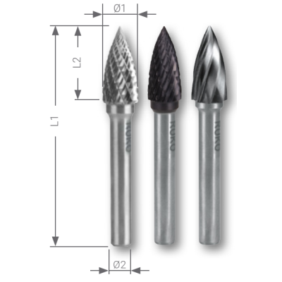 Борфреза твёрдосплавная форма G снарядная SPG 3,0 мм
