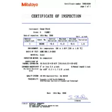 Parallelendmaß-Satz, metrisch, Herstellerprüfzertifikat, ISO 516-370-10