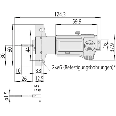 Digitale ABS Reifenprofiltiefenmessschieber IP67 571-200-20