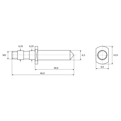 Diamanteindringkörper Rockwell ISO 6508-2 lange Form 63DIA008
