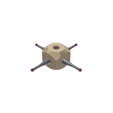 Würfelstern M5, Kugel Rubin, ∅ 2 mm